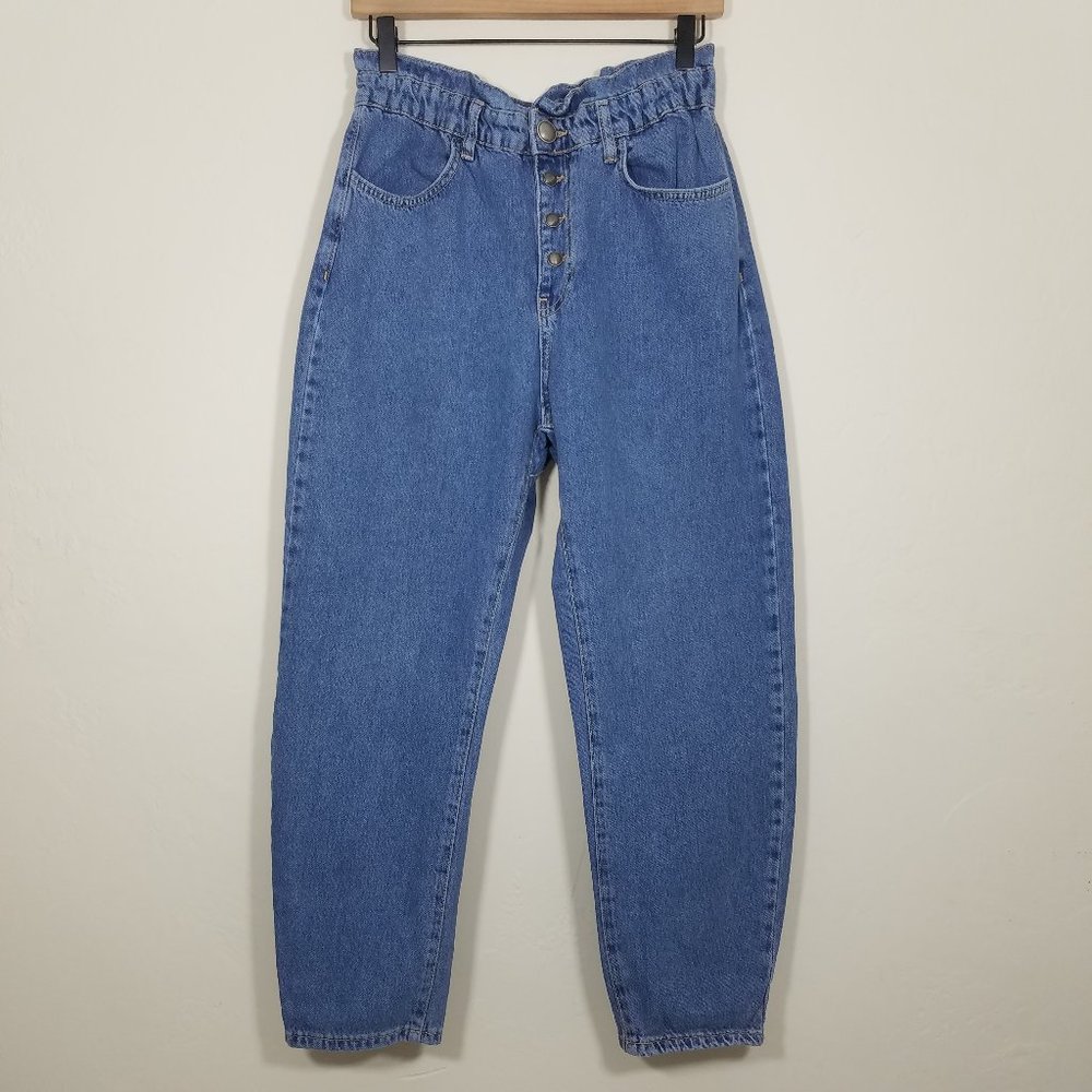 Zara Mom Button Fly Paperbag Super High Rise Jeans Size 6